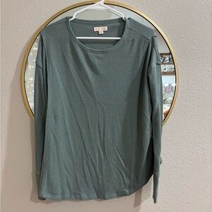 Women's Ribbed Long Sleeve Top - Green